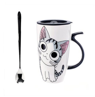 Ali-Cute Fashion Cat Coffee or Tea Mug with Japanese Silicone Lid and Spoon
