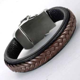 Skull Face Leather Bracelet