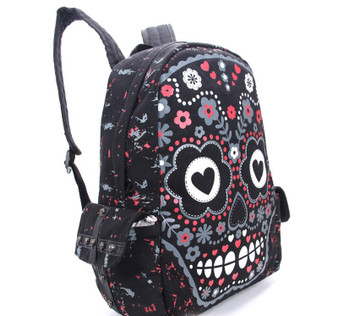 Sugar Skull Black School Bag