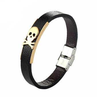 Simple Skull Leather Bracelet