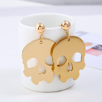 Hiphop Gold Skull Earrings