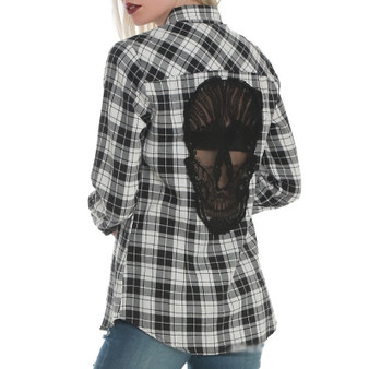 Skull Hollow Out Long Sleeve Shirt