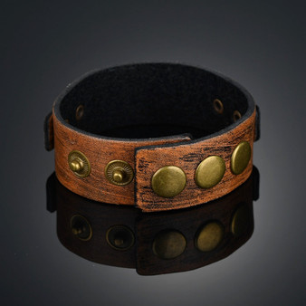 Men's Broad Strap Designed Leather Wristband
