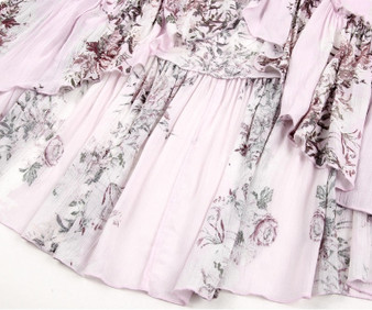 Women's Bohemian Style Floral Print Maxi Skirt w/ Ruffle & Drawstring