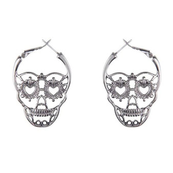 Heart Eyes Skull Hoop Earrings