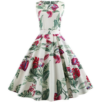 Rose print with Pleated Skirt White