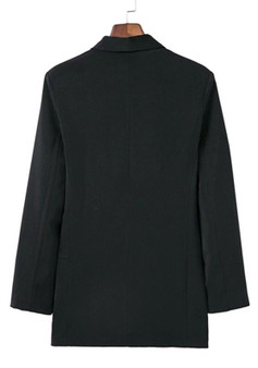 Black Plain Pockets Tailored Collar Long Sleeve Suit