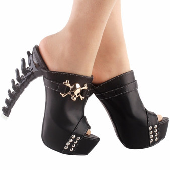 Punk Skull Platform Bone Heel Sandals