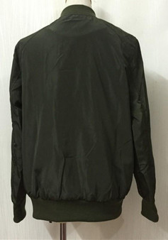 Army Green Zipper Pockets Long Sleeve Bomber Jacket Outerwear