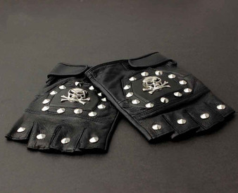 Men's Real Leather Skull Punk Style Gloves
