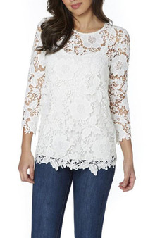 White Floral Cut Out Irregular Long Sleeve Fashion T-Shirt