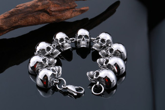Stainless Steel Man's High Quality Cool Skull Bracelet