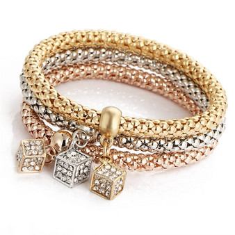 Gold-color Crystal Skull Bracelet Sets