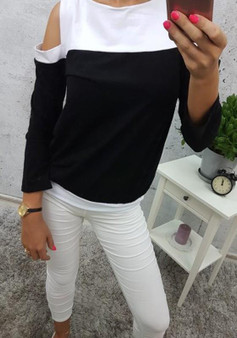 Black Cut Out Sleeve Round Neck Casual T-Shirt