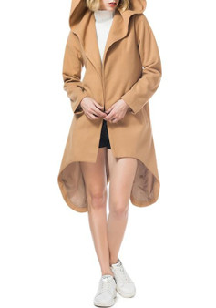 Khaki Irregular Sashes Turndown Collar Long Sleeve Casual Coat