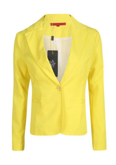 Yellow Buttons Tailored Collar Long Sleeve Fashion Suit