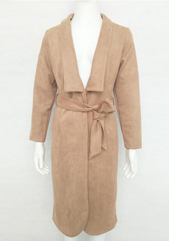 Brown Pockets Sashes Turndown Collar Long Sleeve Fashion Trench Coat