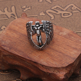 Cross Angel Wings Ring