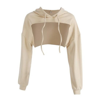 Khaki Long Sleeve Round Neck Fashion Hooded Sweatshirt