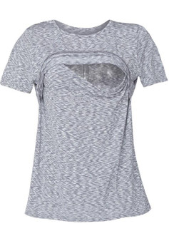 Grey Round Neck Maternity and Lactant Women Casual T-Shirt