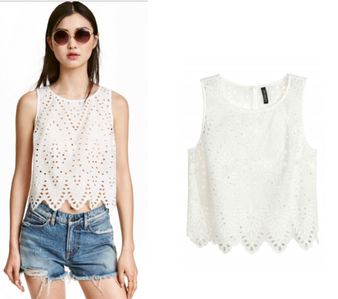 Summer Women Blouse Embroidery Hollow Vest Casual Blouse Tops