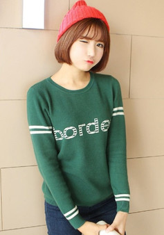 Green Monogram Long Sleeve Pullover