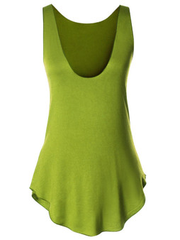 Casual Basic Scoop Neck Plain Sleeveless T-Shirt