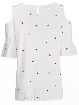 Casual Delightful Open Shoulder Star Bell Short Sleeve T-Shirt