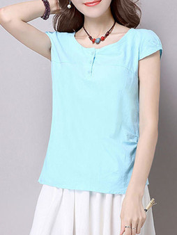 Casual Solid Round Neck Short Sleeve T-Shirt