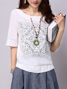 Casual Round Neck Excellent Printed Short Sleeve T-Shirt