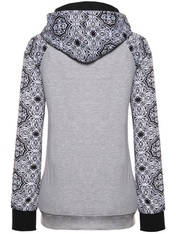 Casual Stylish Kangaroo Pocket Printed Raglan Sleeve Hoodie