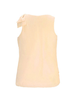 Casual Round Neck Bowknot Ruched Plain Sleeveless T-Shirt