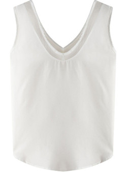 Casual V-Neck Patchwork Plain Sleeveless T-Shirt