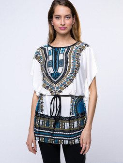 Casual Round Neck Tribal Printed Casual Short Sleeve T-Shirt