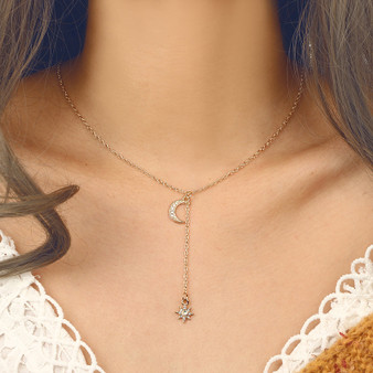 Crystal Star Moon Necklace