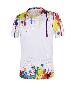 Casual Short Sleeve Round Neck Multi-Color Printed T-Shirt