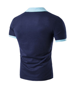 Casual Polo Collar Contrast Trim T-Shirt