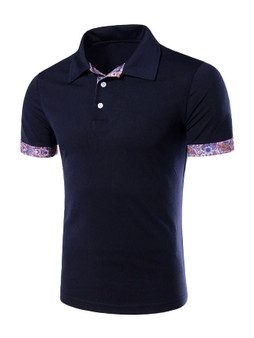 Casual Polo Collar Stylish Contrast Trim T-Shirt