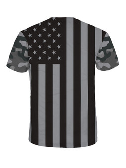Casual Camouflage US Flag Printed Round Neck T-Shirt