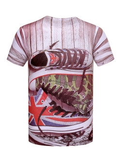 Casual Short Sleeve Crew Neck Shoes Printed T-Shirt