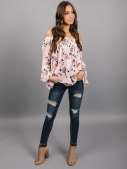 Chiffon Off-the-shoulder Flared Sleeves Blouses&shirts Tops