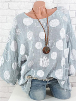 Round-Neck Batwing Sleeve Blouses