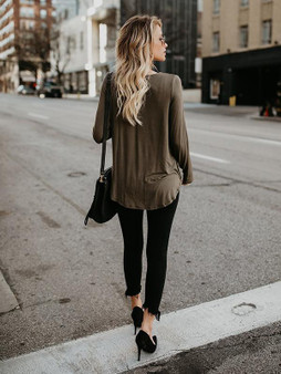 Long Sleeves V-neck Blouses&Shirts Top