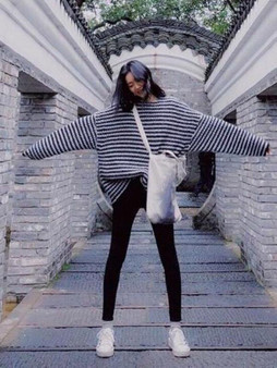 Fashion Striped Long Sleeves Knitting Loose Sweater Tops
