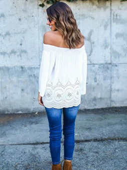 Chiffon Off-the-shoulder Long Sleeves Blouse&shirt Tops