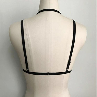 Black Patchwork Lace Hollow-out Spaghetti Strap Halter Neck Vest