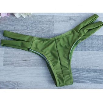 Green Plain Condole Belt Collarless Dacron Swimwear