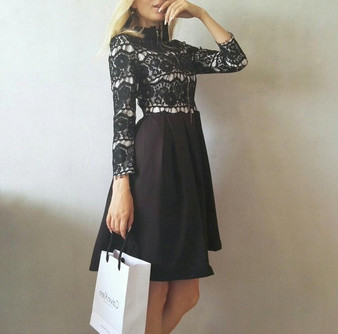 Lace High Neck Dress