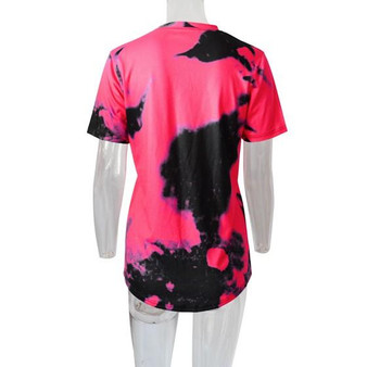 Rose Carmine Guns N Roses Bleach Band Rock Tie Dye Round Neck Short Sleeve Streetwear T-Shirt