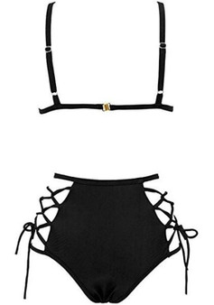 Black Halter Missguided Bandage High Waisted Cut Out Bikini Swimwear